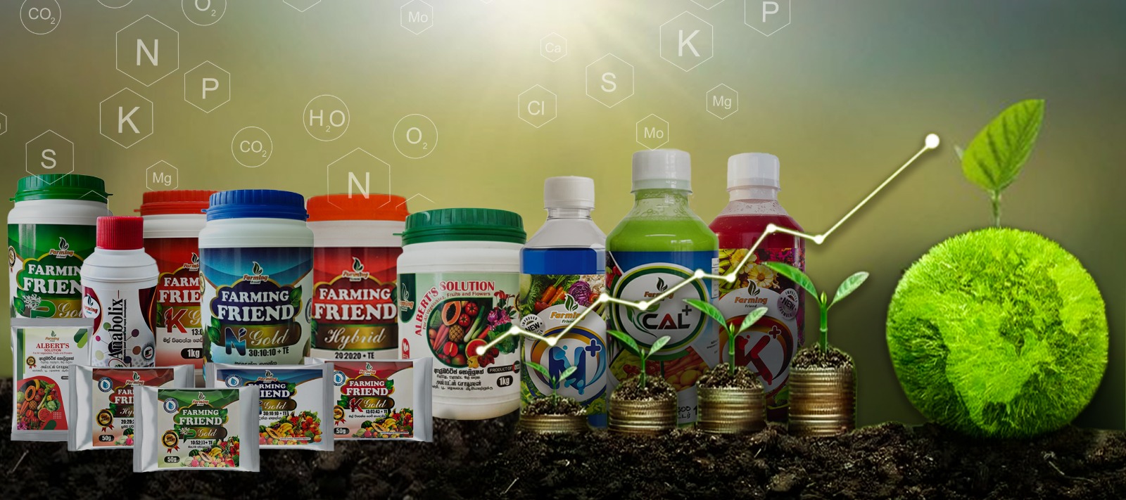 Complete range of Farming Friend fertilizers and plant stimulants